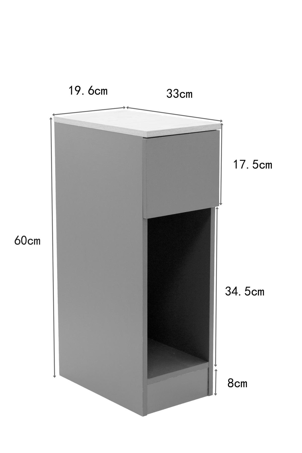 NACHTSCHRANK 19,6/60/33 cm, Anthrazit, Eiche Artisan,  - Anthrazit/Eiche Artisan, Basics, Holzwerkstoff (19,6/60/33cm) - Boxxx