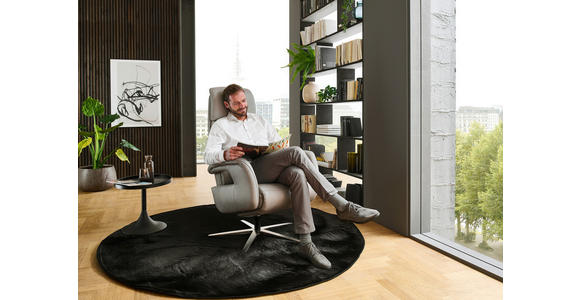 RELAXSESSEL in Leder Greige  - Edelstahlfarben/Greige, Design, Leder/Metall (76/119/86cm) - Dieter Knoll