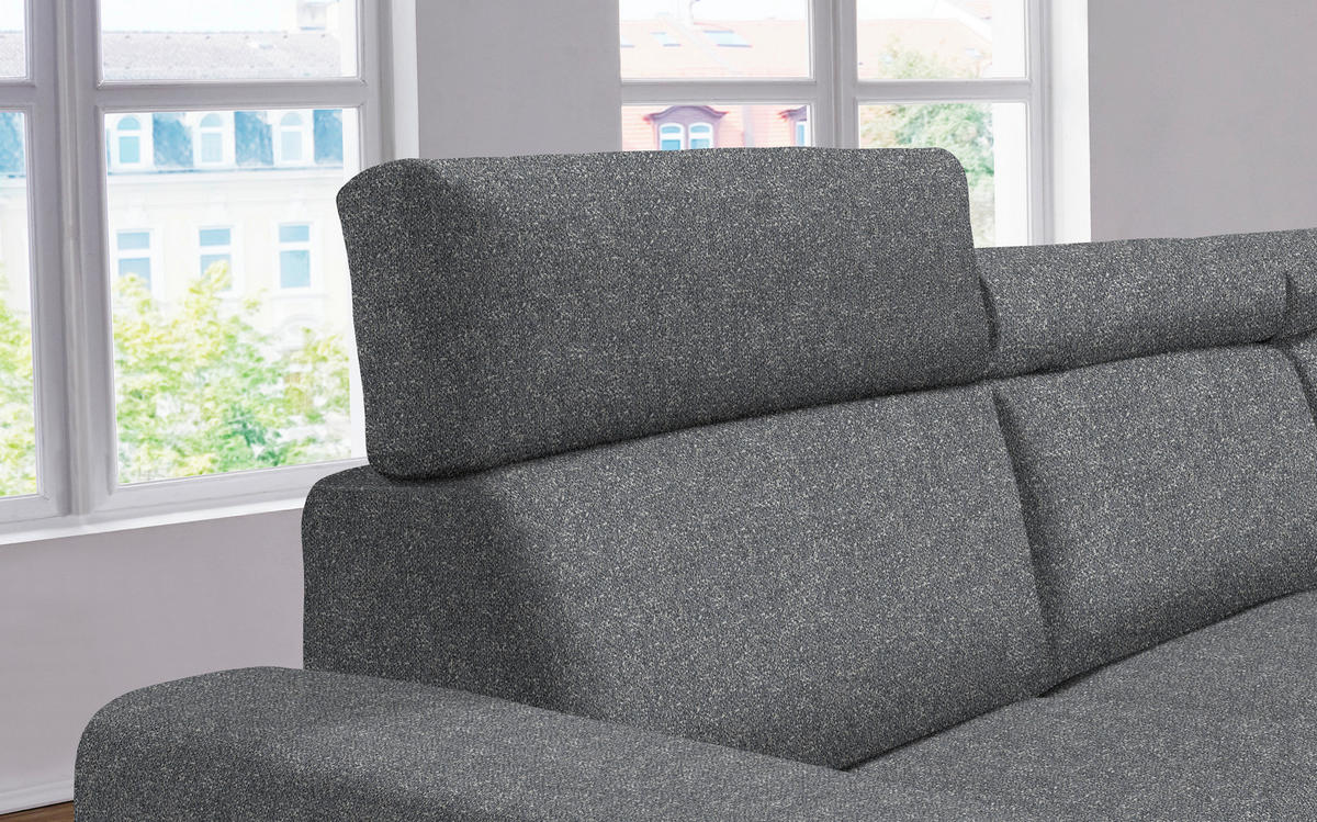 ECKSOFA  in Mikrovelours Grau  308/205 cm  - Alufarben/Grau, Design, Textil (308/205cm) - Sedda