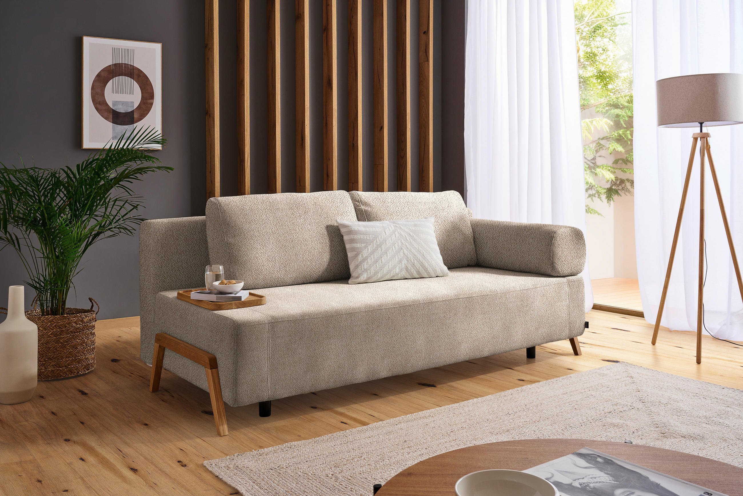 SCHLAFSOFA in Holz, Textil Beige  - Beige/Naturfarben, Design, Holz/Textil (211/88/102cm) - Niels Andersson