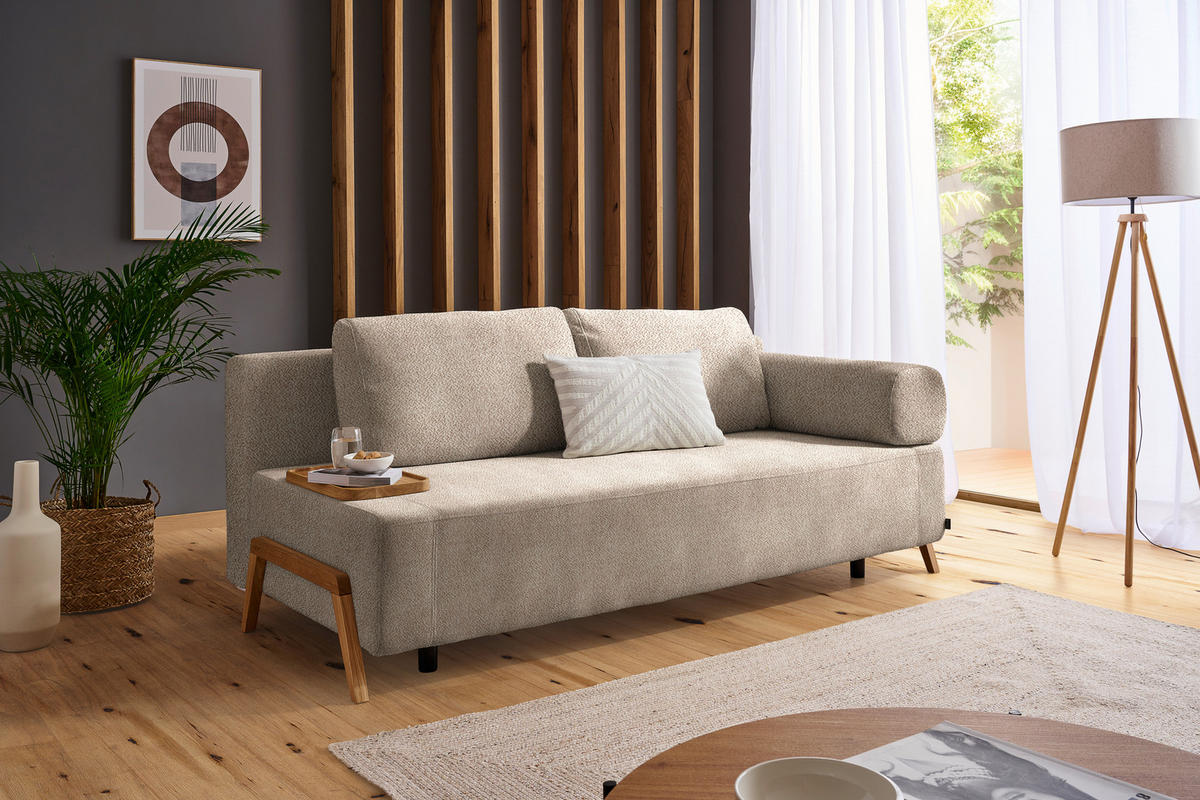 SCHLAFSOFA in Holz, Textil Beige  - Beige/Naturfarben, Design, Holz/Textil (211/88/102cm) - Niels Andersson