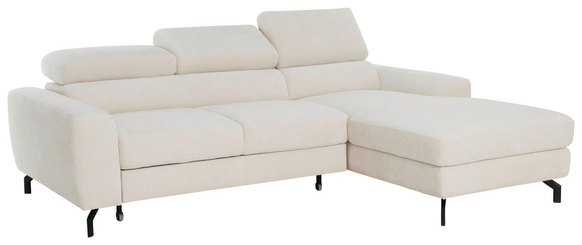 ECKSOFA Chenille Creme  - Creme/Schwarz, Design, Textil/Metall (226/177cm) - Livetastic