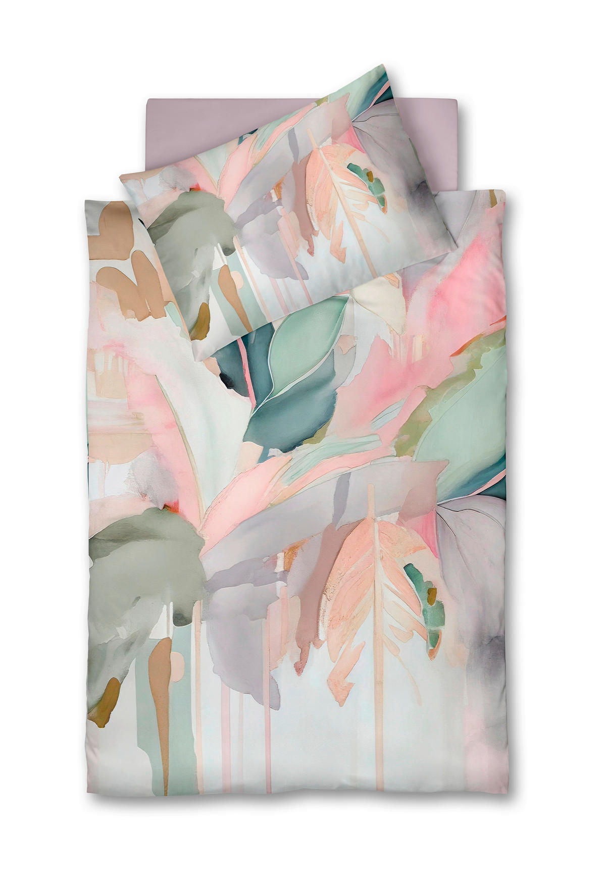 POSTELJINA BED ART S 200/200 cm makosaten bela, staroružičasta, svetlosiva, svetloružičasta, žalfijazelena  - svetloružičasta/bela, Konvencionalno, tekstil (200/200cm) - Fleuresse