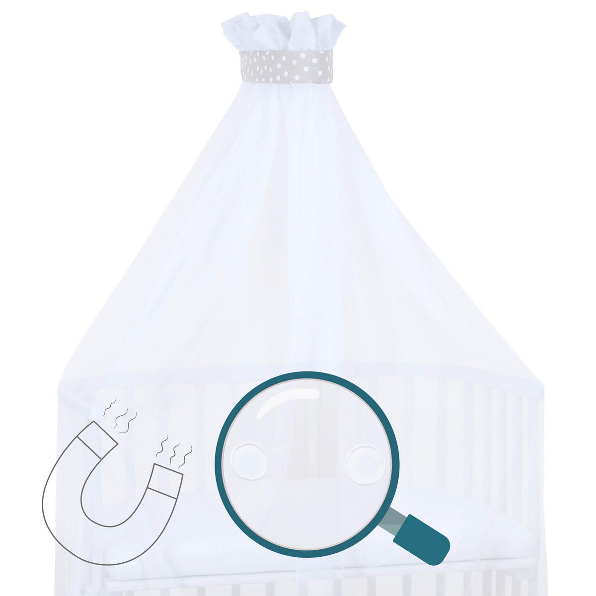 MOSKITONETZ  - Hellgrau, Basics, Textil (310/160/0,1cm) - Babybay