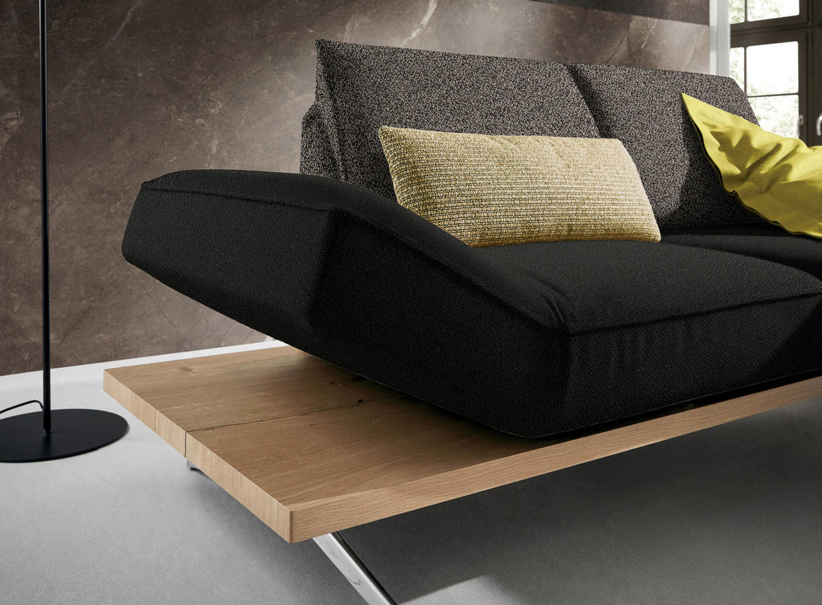 ECKSOFA in Flachgewebe Dunkelgrün  - Chromfarben/Dunkelgrün, Design, Holz/Textil (240/132cm) - Koinor