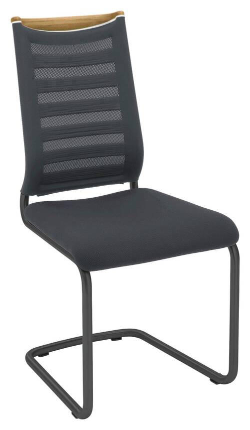SCHWINGSTUHL  in Flachgewebe, Netz  - Eichefarben/Anthrazit, Design, Holz/Textil (47/99/59cm) - Venjakob