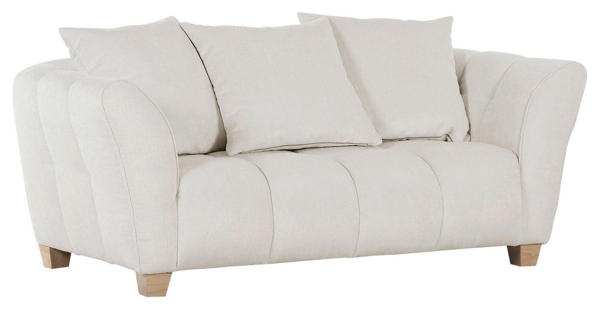 2-SITZER-SOFA Chenille Creme  - Creme/Naturfarben, KONVENTIONELL, Holz/Textil (185/72/95cm) - Milino