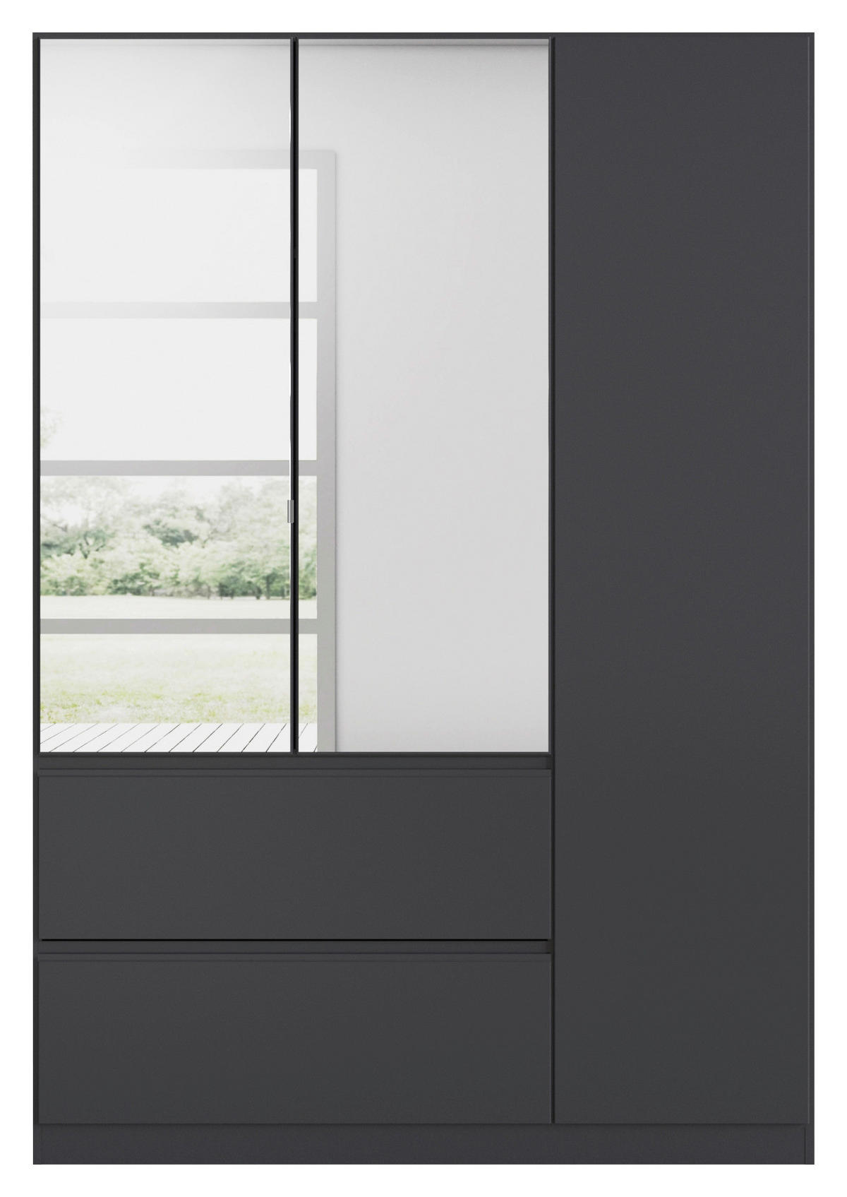 DREHTÜRENSCHRANK in Dunkelgrau  - Dunkelgrau/Grau, Modern, Holzwerkstoff (136/197/54cm) - Rauch Möbel