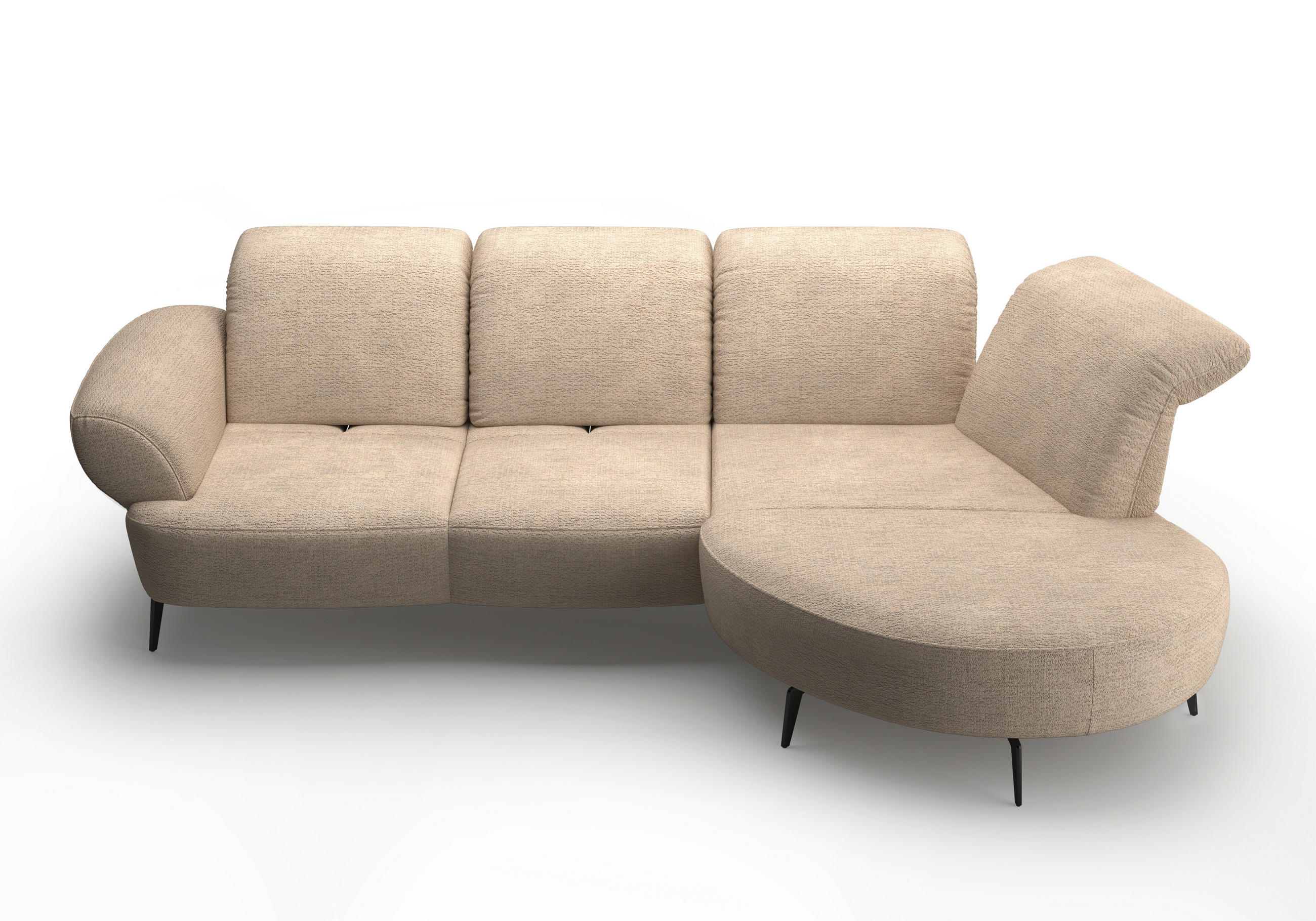 ECKSOFA in Chenille Sandfarben  - Sandfarben/Schwarz, Modern, Textil/Metall (313/208cm) - Sit & More