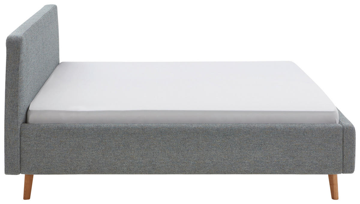 POLSTERBETT 160/200 cm  in Türkis  - Türkis/Eichefarben, Design, Holz/Textil (160/200cm) - MID.YOU