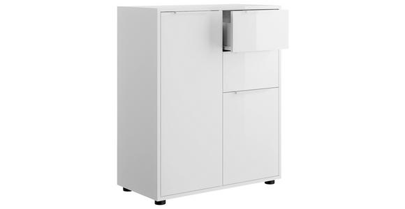 KOMMODE , 72/87/35,3 cm, 2 Schublade(n)  - Weiß Hochglanz/Schwarz, Design, Holzwerkstoff/Kunststoff (72/87/35,3cm) - Carryhome