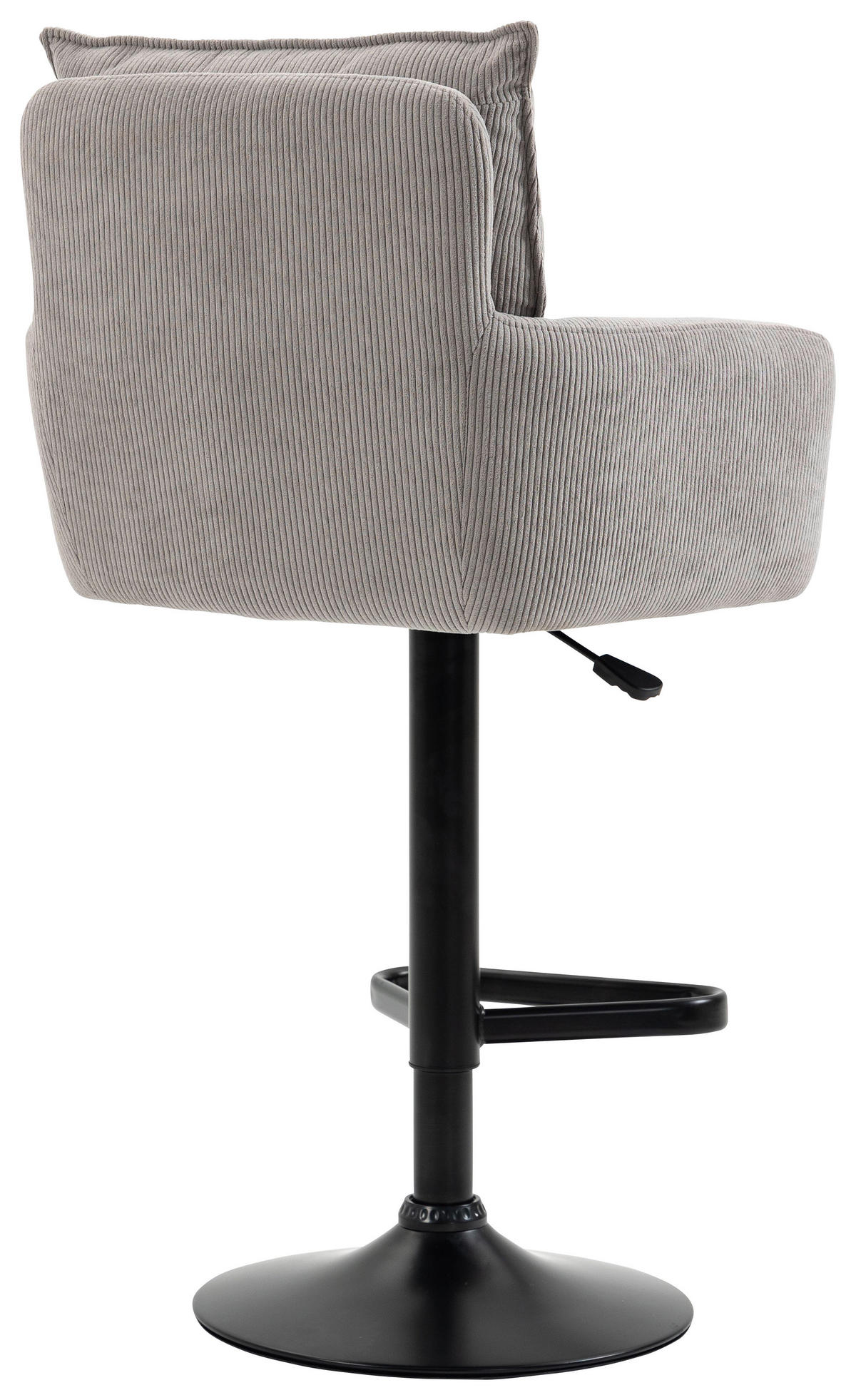 BARHOCKER Cord Taupe, Schwarz Eisen Sitzfläche 360° drehbar, Stoffauswahl, inklusive Armlehnen  - Taupe/Schwarz, Design, Textil/Metall (54/98-120/58cm) - Novel