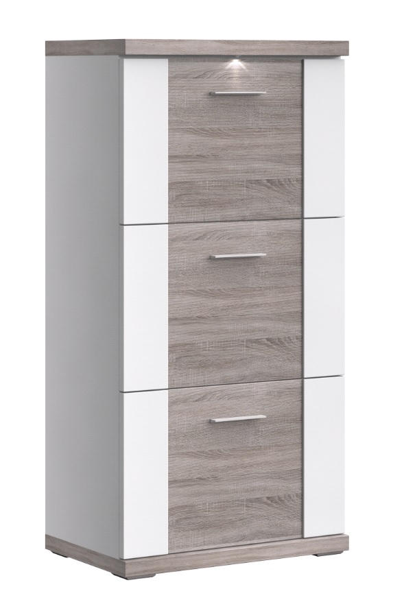 SCHUHSCHRANK Weiß, Eichefarben - Chromfarben/Eichefarben, Basics, Metall (65/131/42cm) - Xora
