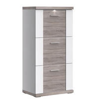 SCHUHSCHRANK Weiß, Eichefarben  - Chromfarben/Eichefarben, Basics, Holzwerkstoff/Metall (65/131/42cm) - Xora