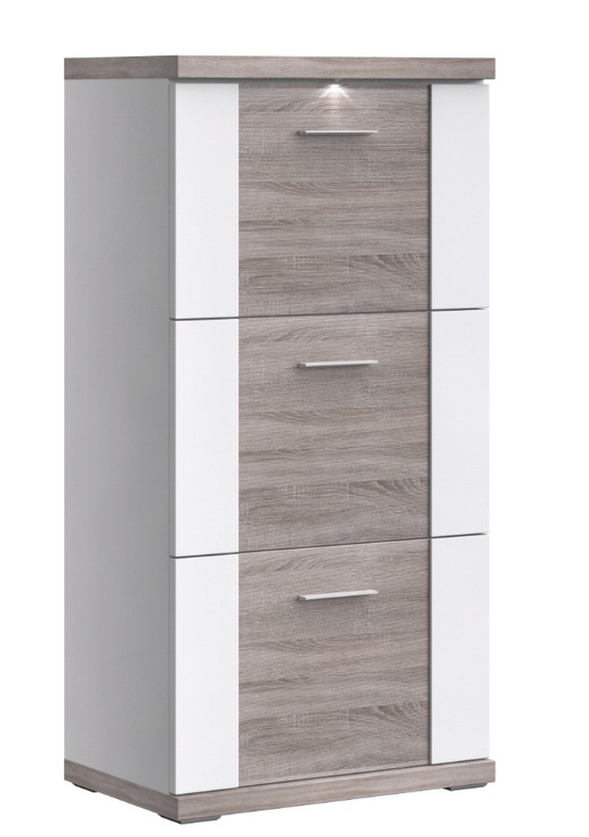 SCHUHSCHRANK Weiß, Eichefarben  - Chromfarben/Eichefarben, Basics, Holzwerkstoff/Metall (65/131/42cm) - Xora