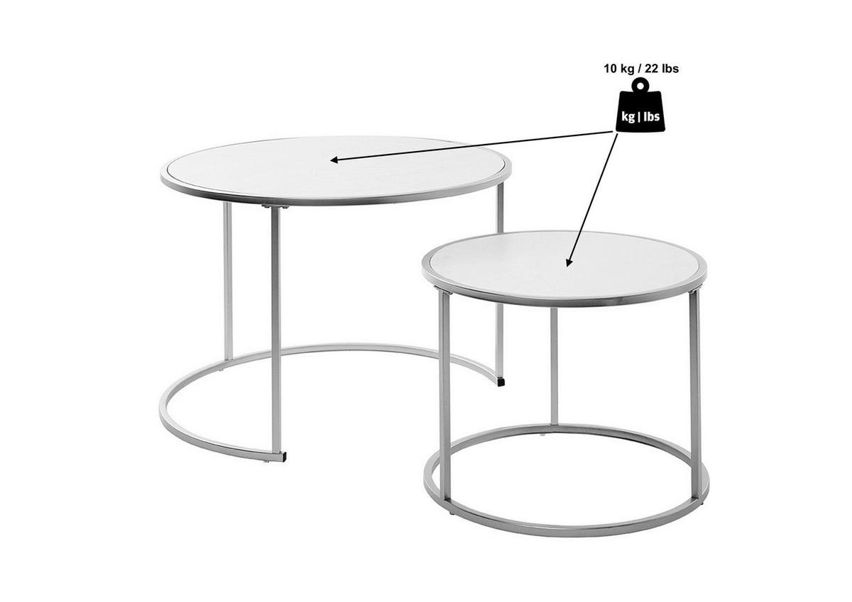 SATZTISCH in Metall, Holzwerkstoff 73,4/73,4/50 cm  - Goldfarben/Weiß, KONVENTIONELL, Holzwerkstoff/Metall (73,4/73,4/50cm) - Livetastic