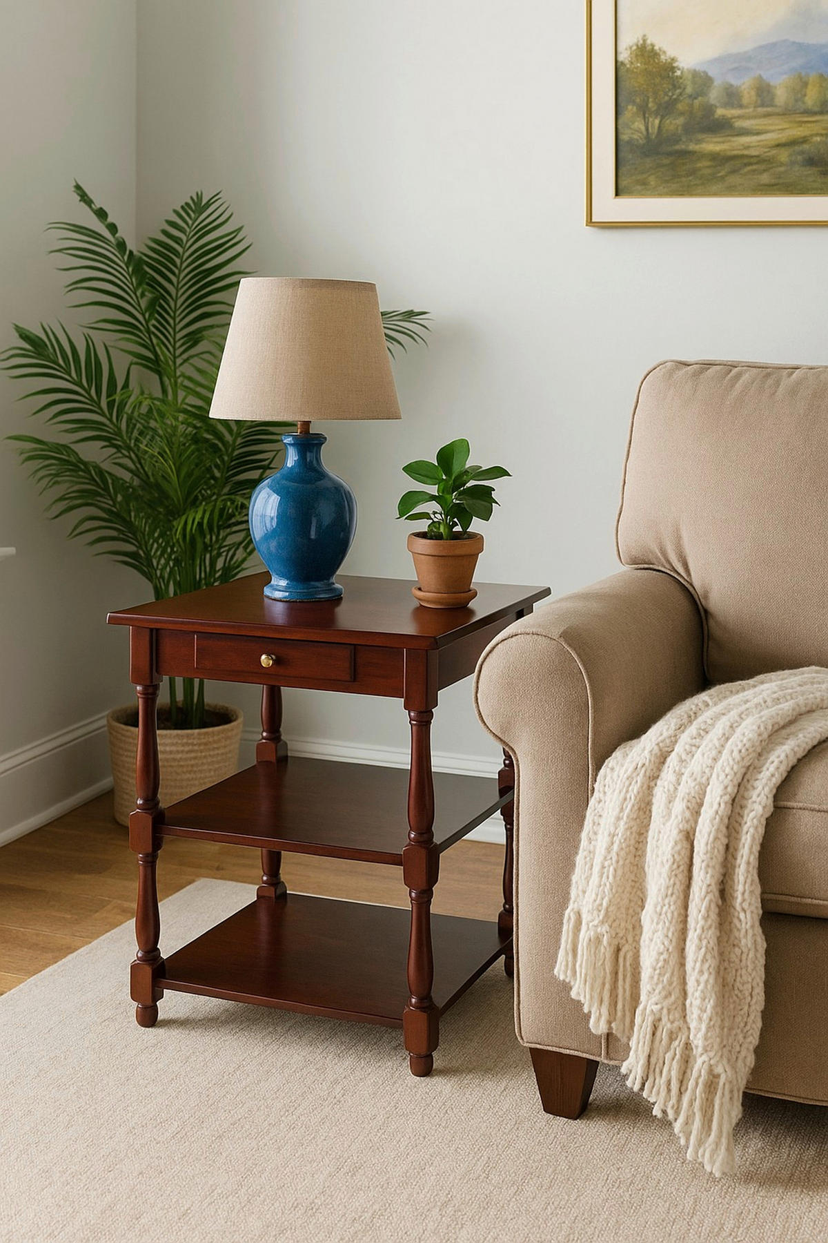 BEISTELLTISCH 48/52/54 cm Kautschukholz massiv Kirschbaumfarben rechteckig  - Kirschbaumfarben, KONVENTIONELL, Holz/Holzwerkstoff (48/52/54cm) - MID.YOU