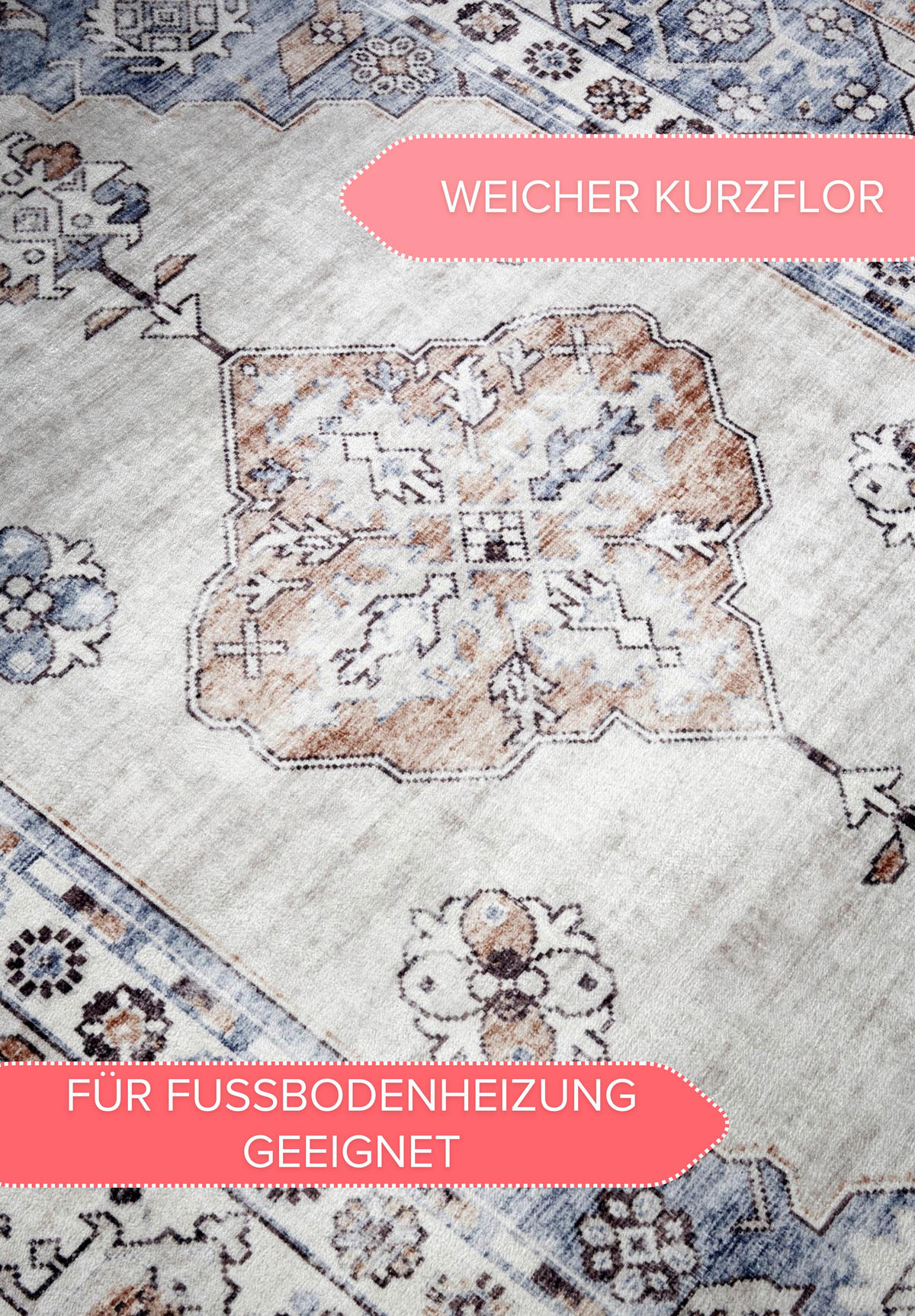 VINTAGE-TEPPICH 80/150 cm Asya Dunkelblau, Kupferfarben  - Dunkelblau/Kupferfarben, Design, Kunststoff (80/150cm)