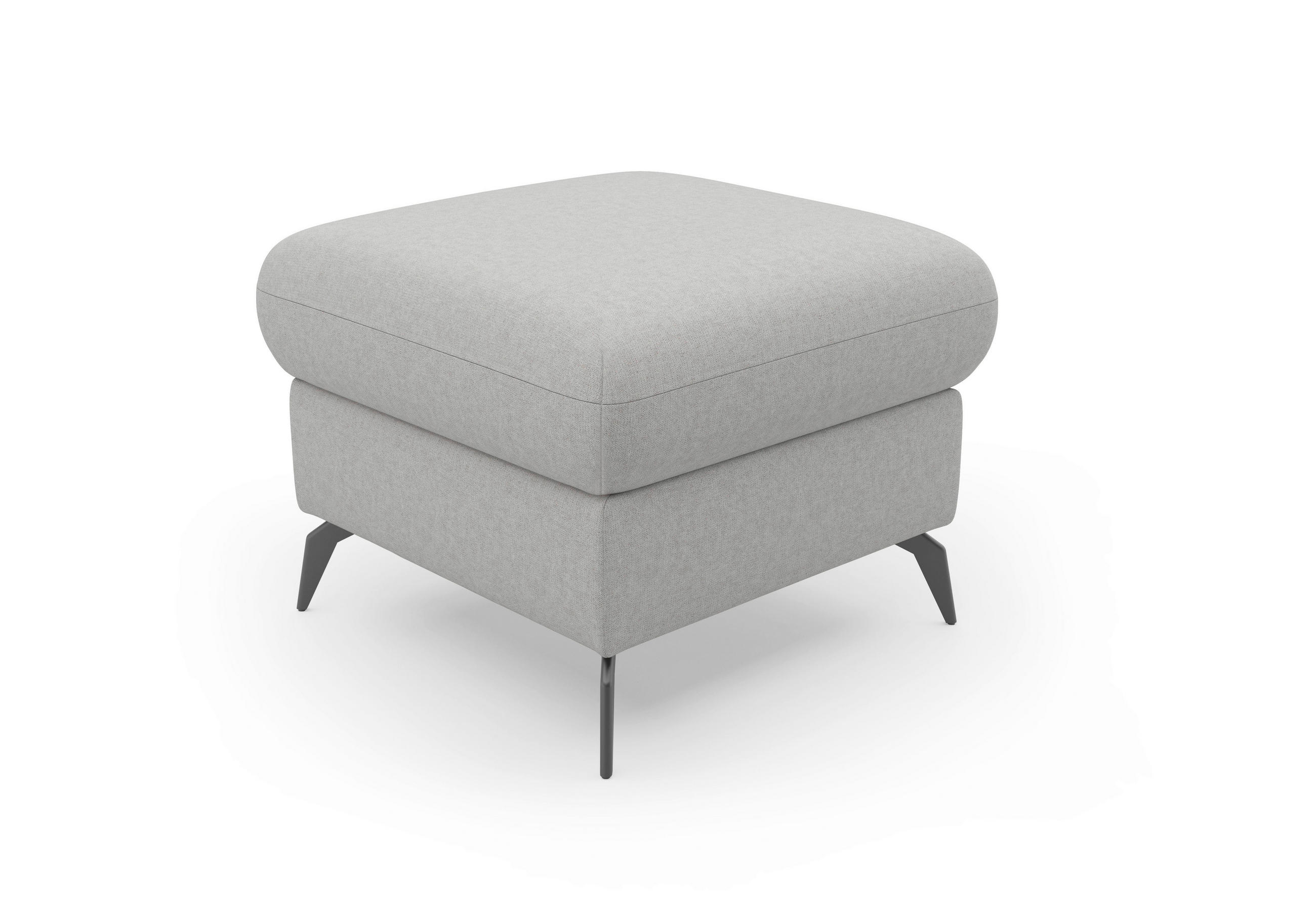 HOCKER Flachgewebe Hellgrau - Hellgrau/Schwarz, KONVENTIONELL, Textil/Metall (58/50/58cm) - Sit & More