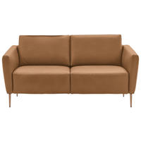 2-SITZER-SOFA  in Echtleder Haselnussfarben   - Eichefarben/Beige, Natur, Leder/Holz (182/86/87cm) - Valnatura