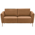 2-SITZER-SOFA  in Echtleder Haselnussfarben   - Eichefarben/Beige, Natur, Leder/Holz (182/86/87cm) - Valnatura
