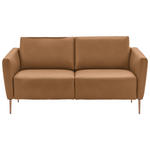 2-SITZER-SOFA  in Echtleder Haselnussfarben   - Eichefarben/Beige, Natur, Leder/Holz (182/86/87cm) - Valnatura