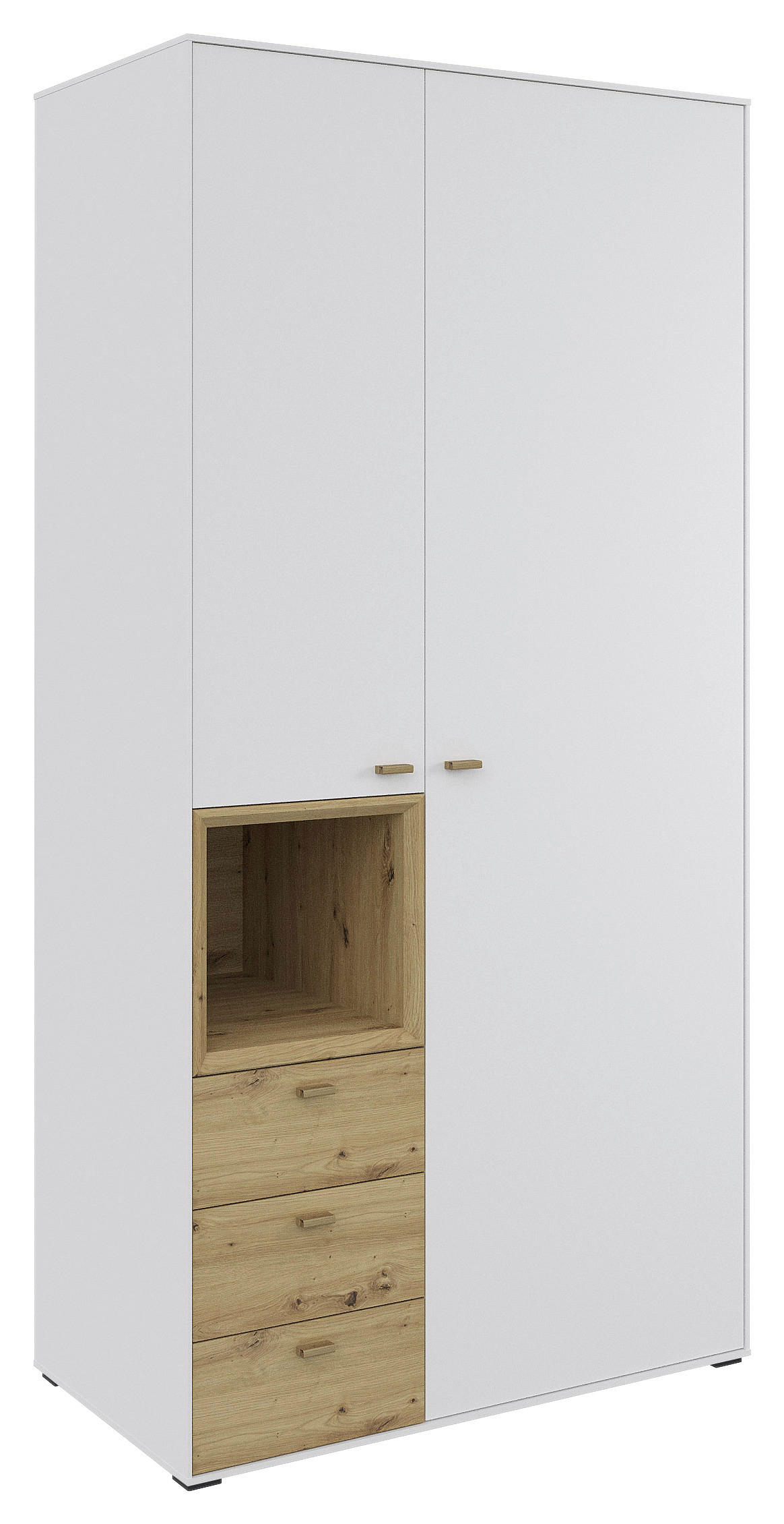 DREHTÜRENSCHRANK Eichefarben, Weiss  - Weiss/Eichefarben, Konventionell, Holz/Holzwerkstoff (105/214/60cm) - Hom`in