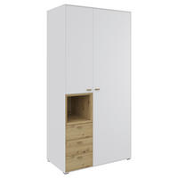 DREHTÜRENSCHRANK Weiss, Eichefarben  - Weiss/Eichefarben, Konventionell, Holz/Holzwerkstoff (105/214/60cm) - Hom`in