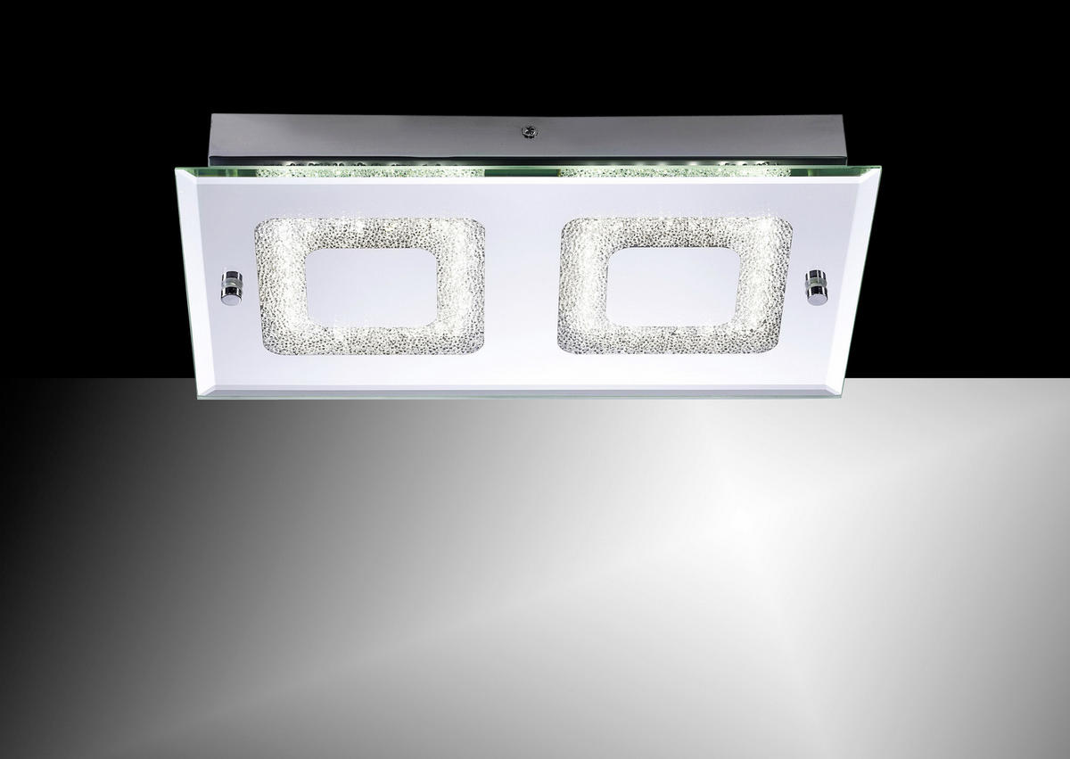 LED-DECKENLEUCHTE 40/7,5/24 cm   - Chromfarben, KONVENTIONELL, Glas/Metall (40/7,5/24cm)