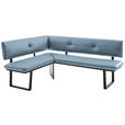 ECKBANK 150/190 cm  in Hellblau  - Schwarz/Hellblau, MODERN, Textil/Metall (150/190cm) - Cantus