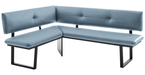 ECKBANK 150/190 cm in Hellblau - Schwarz/Hellblau, MODERN, Textil/Metall (150/190cm) - Cantus