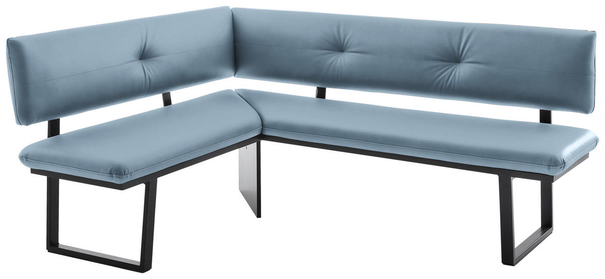 ECKBANK 150/190 cm  in Hellblau  - Schwarz/Hellblau, MODERN, Textil/Metall (150/190cm) - Cantus