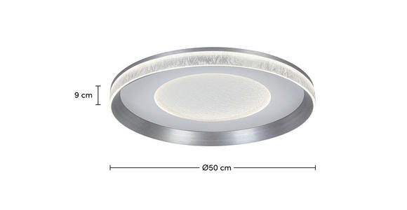 LED-DECKENLEUCHTE 50/9 cm   - Dunkelgrau/Transparent, Design, Kunststoff/Metall (50/9cm) - Novel