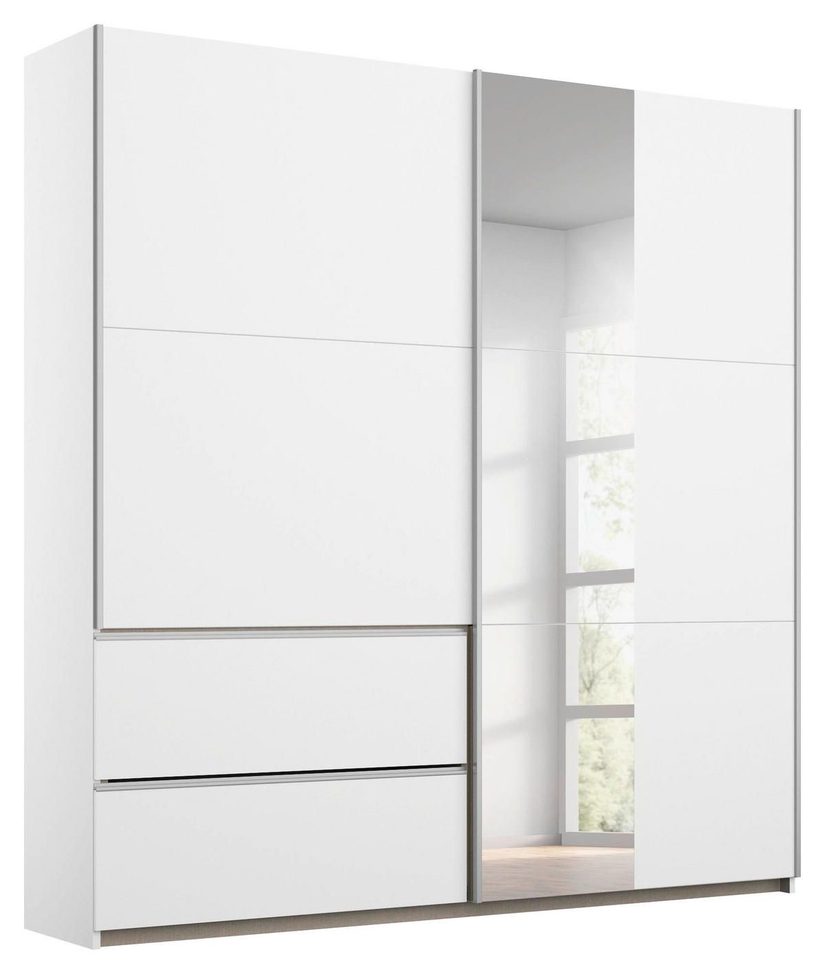 SCHIEBETÜRENSCHRANK 175/210/59 cm 2-türig Weiß  - Alufarben/Weiß, Design, Holzwerkstoff/Metall (175/210/59cm) - Rauch Möbel