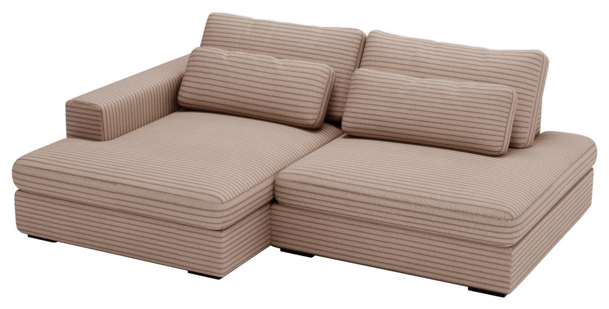 ECKSOFA in Cord Hellbraun  - Hellbraun/Schwarz, Design, Kunststoff/Textil (158/223cm) - Lomoco