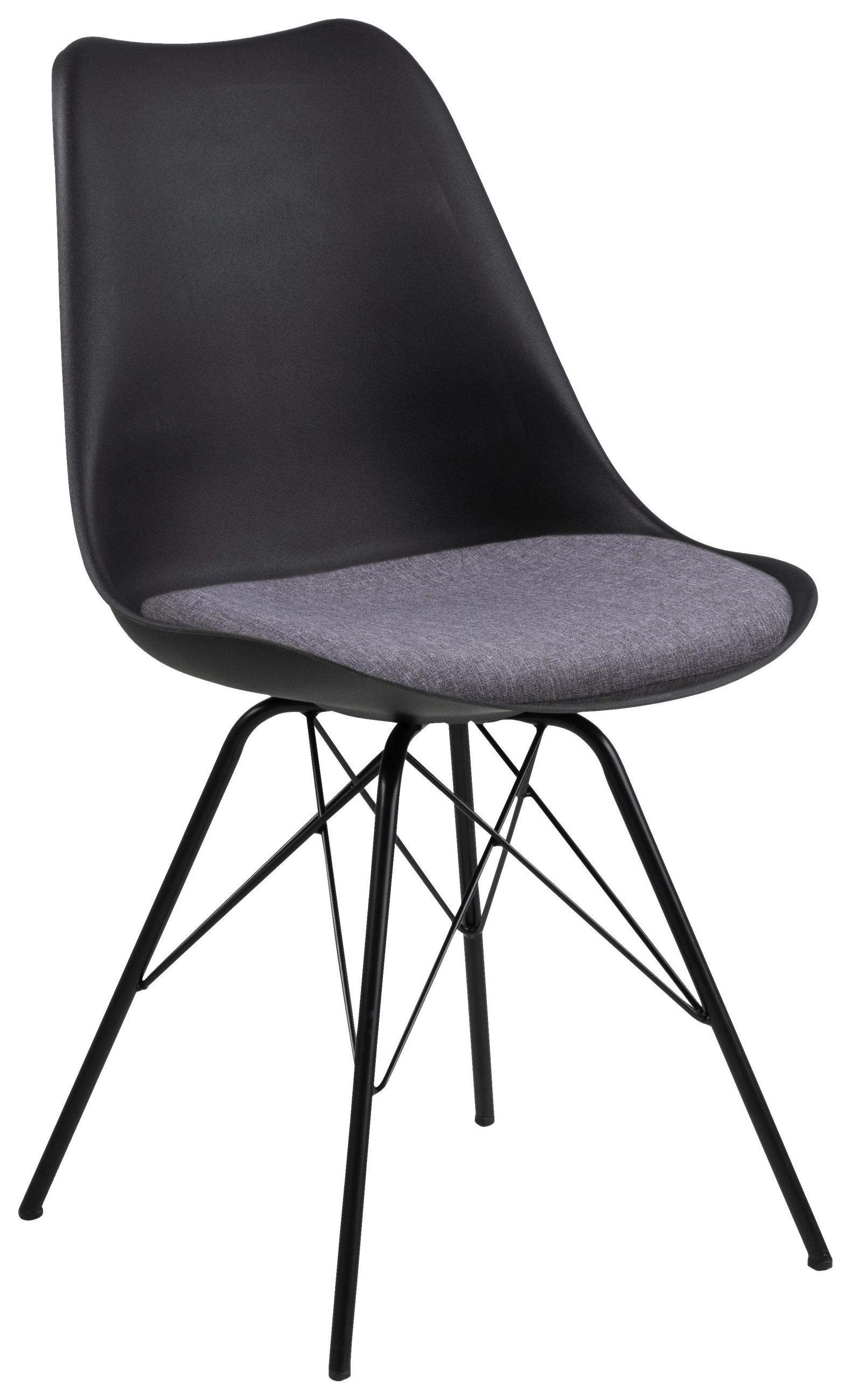 Stuhl in Metall, Kunststoff Schwarz, Hellgrau