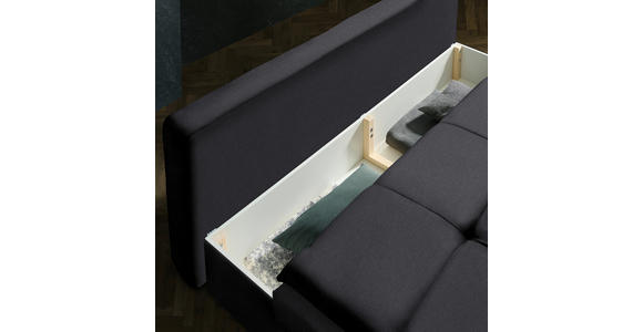 SCHLAFSOFA in Flachgewebe Dunkelgrau - Dunkelgrau/Schwarz, MODERN, Textil/Metall (208/73/92/102cm) - Novel