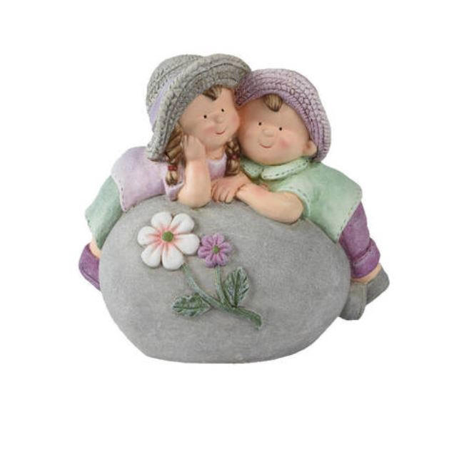 DEKORATIONSFIGUR BARN - lila/grön, Lifestyle, sten (14,00/55,50/48,00cm)