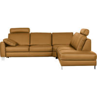 ECKSOFA Echtleder Gelb  - Chromfarben/Gelb, Konventionell, Leder/Metall (272/245cm) - Valdera