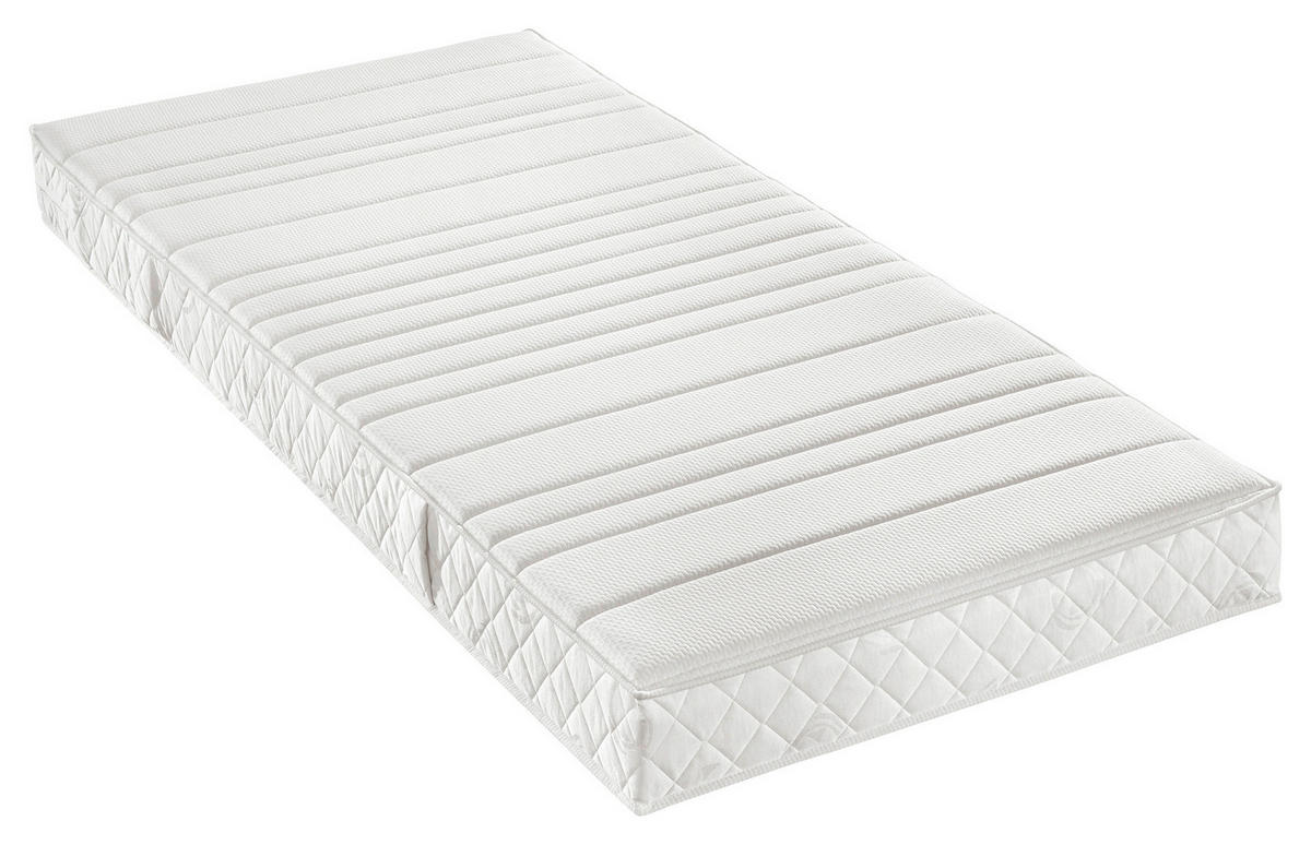 KOMFORTSCHAUMMATRATZE 90/200 cm, Höhe ca.: 16 cm, H2 = mittel, 7-Zonen - Weiß, Basics, Textil (90/200cm) - Sleeptex