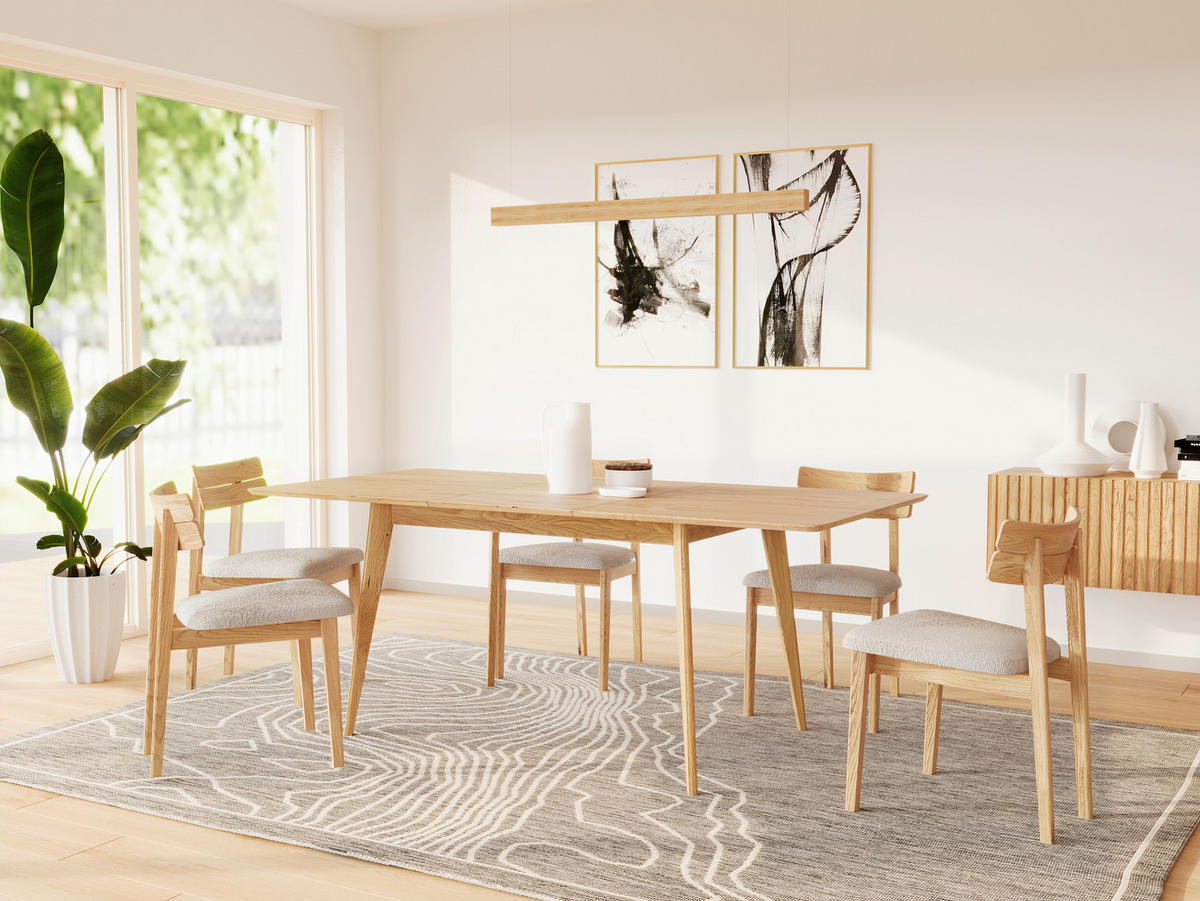 JEDILNA MIZA, masivno hrast  - Design, les (140-160/90/75cm) - Linea Natura