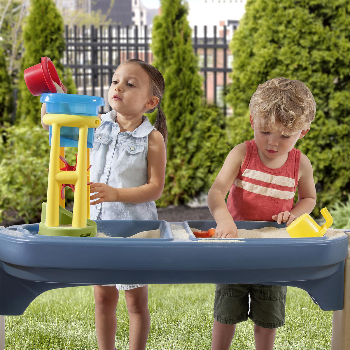 SPIELHAUS 132,8/152,4/137,16 cm SPIELHAUS PATIO 16-TLG.  - Blau/Greige, Basics, Kunststoff/Textil (132,8/152,4/137,16cm) - Ambia Garden