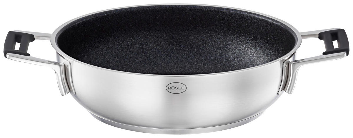 SERVÍROVACIA PANVICA,  24 cm  - čierna/farba ušľachtilej ocele, Basics, kov (24cm) - Rösle