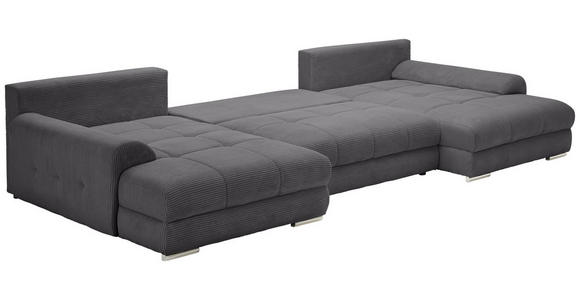 WOHNLANDSCHAFT Anthrazit Cord  - Chromfarben/Anthrazit, KONVENTIONELL, Kunststoff/Textil (180/376/180cm) - Carryhome