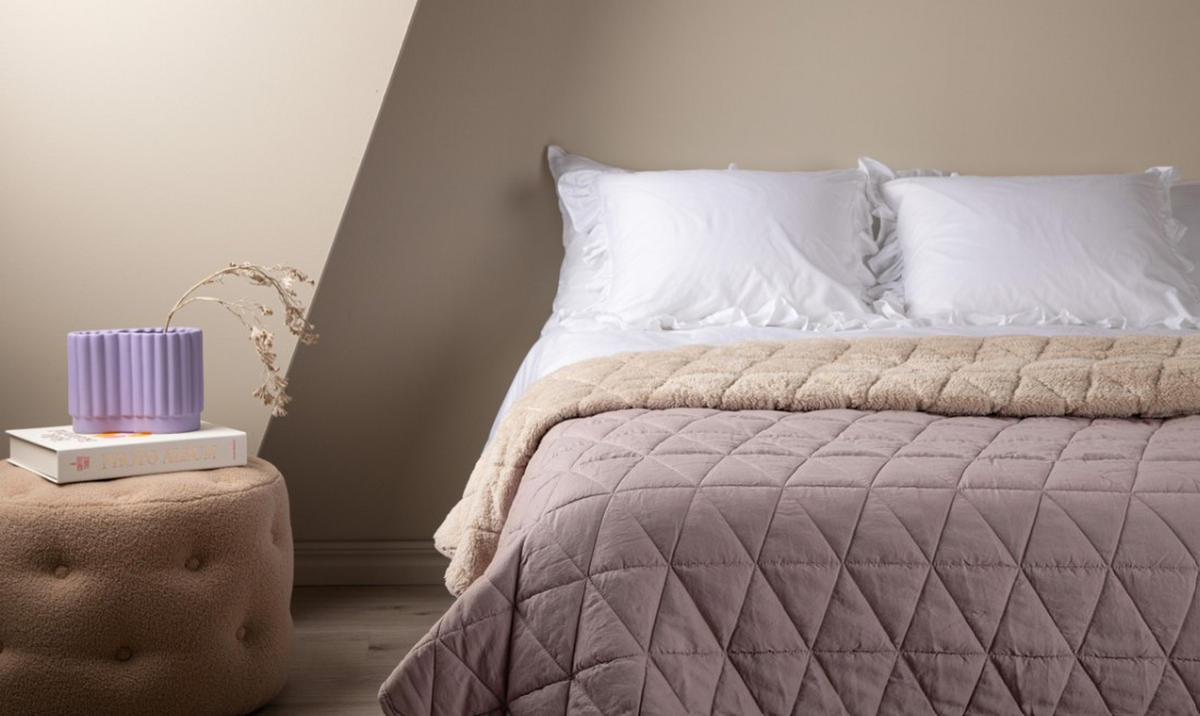 SÄNGÖVERKAST 150/250 cm  - ljusrosa, Design, textil (150/250cm)