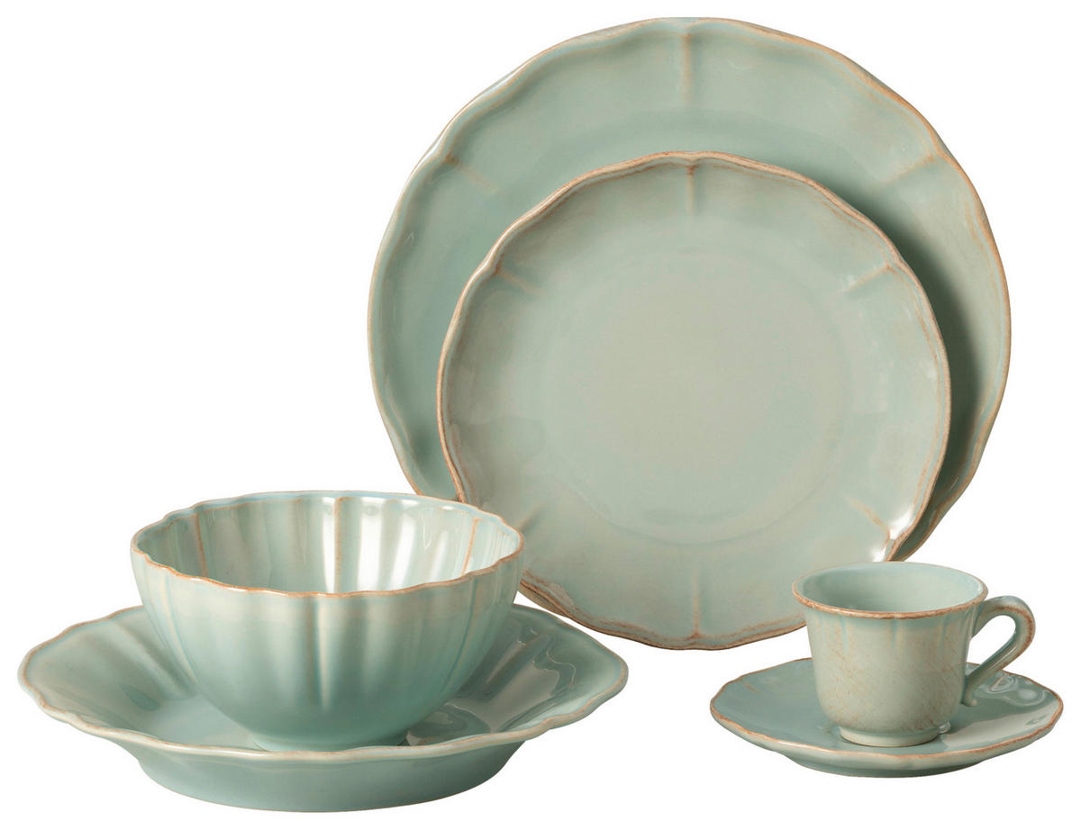 KOMBISERVICE Türkis ALENTEJO 30-teilig 6 Personen  - Türkis, Basics, Keramik - Costa Nova