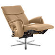 RELAXSESSEL in Leder Honig  - Edelstahlfarben/Honig, Design, Leder/Metall (70/124/85cm) - Cantus