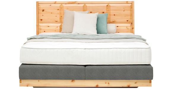 BOXSPRINGBETT 180/200 cm  in Zirbelkieferfarben, Dunkelgrau  - Dunkelgrau/Zirbelkieferfarben, Natur, Holz/Textil (180/200cm) - Valnatura