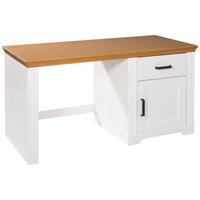 SCHREIBTISCH  in Weiß, Eichefarben  - Eichefarben/Weiß, MODERN, Holz/Metall (143/76/65cm) - MID.YOU