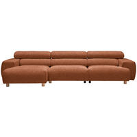 ECKSOFA Velours Terracotta  - Terracotta, Natur, Holz/Textil (150/329cm) - Lomoco